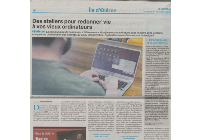 Article Le Littoral - Des ateliers pour redonner vie à vos vieux ordinateurs